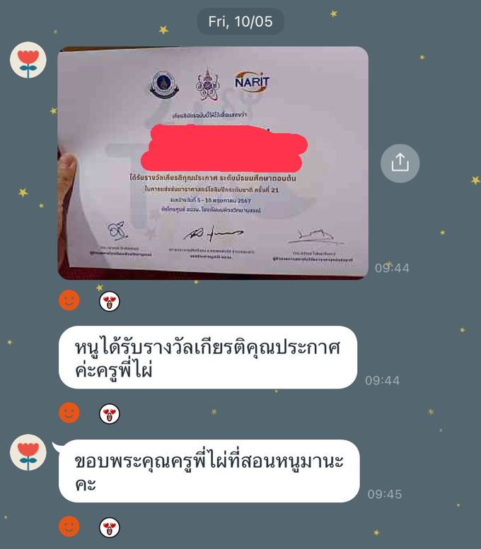 เกียรติบัตรรางวัลเกียรติคุณประกาศ ดาราศาสตร์โอลิมปิกระดับชาติ ครั้งที่ 21